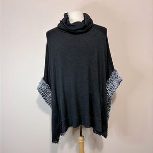 Joseph Ribkoff Women’s Faux Fur Trim Poncho/Cover-Up With Cowl Neck